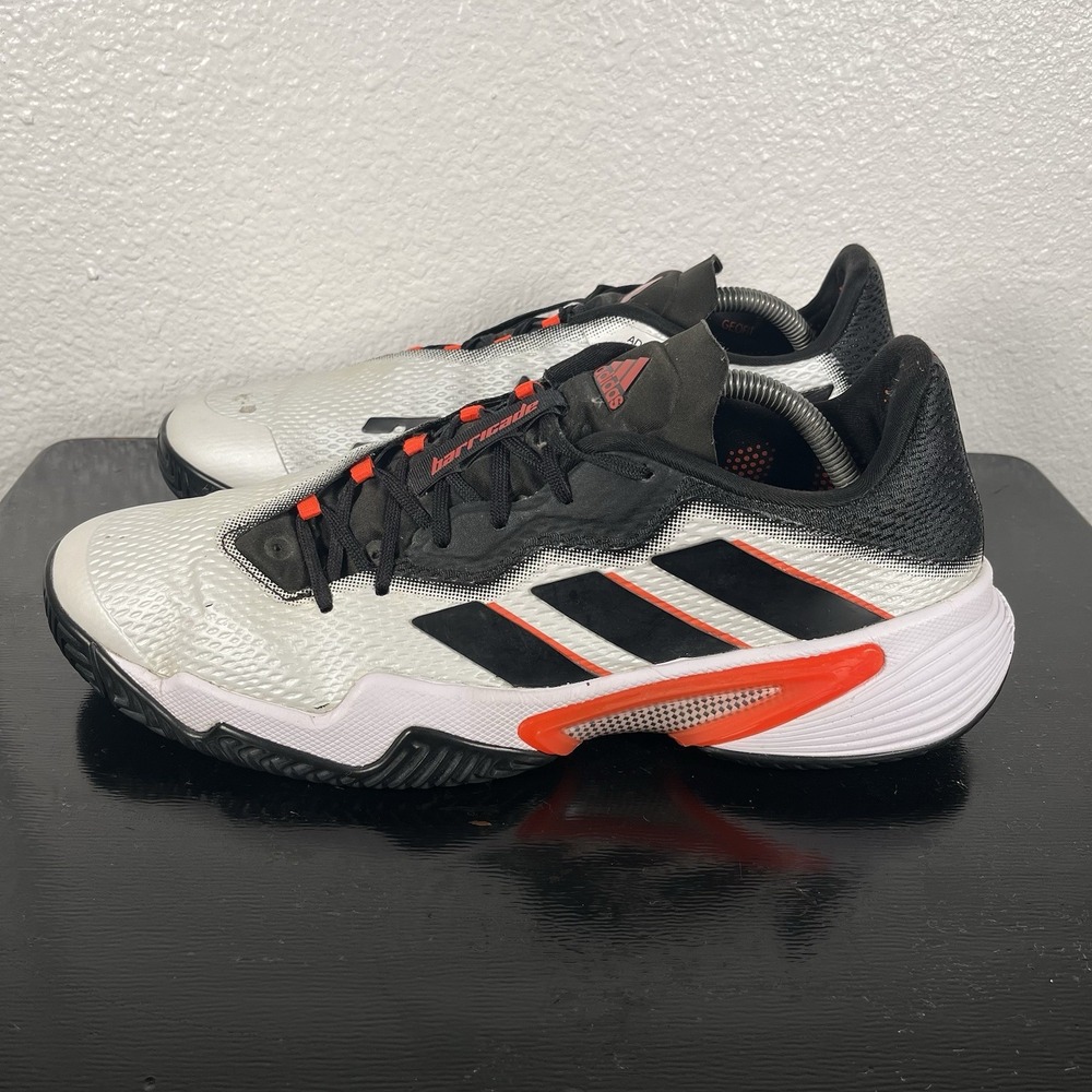 Adidas Barricade Tennis Shoes Mens Size 11 White Black Solar Red GW2964 Geofit